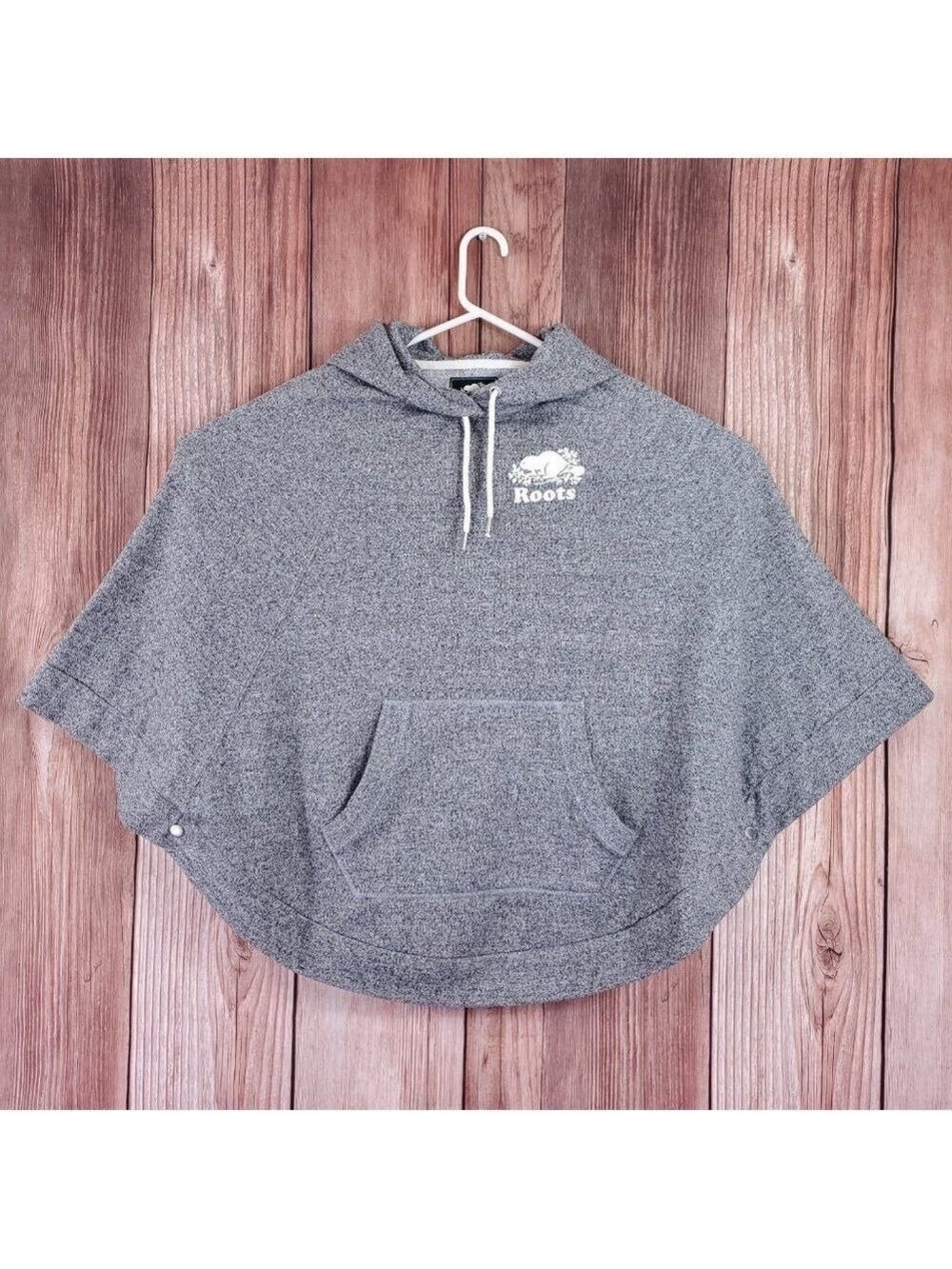 Rare Roots Canada Salt & Pepper Grey Hooded Poncho Cape One Size Fleece